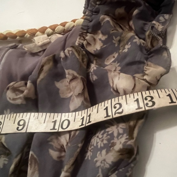 Mable Floral print puff sleeve babydoll dress Sz S front ribbon layer detail - Picture 7 of 8